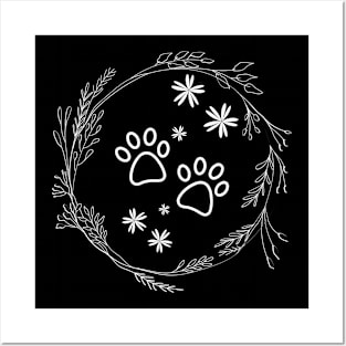 Floral Dog Paw Posters and Art